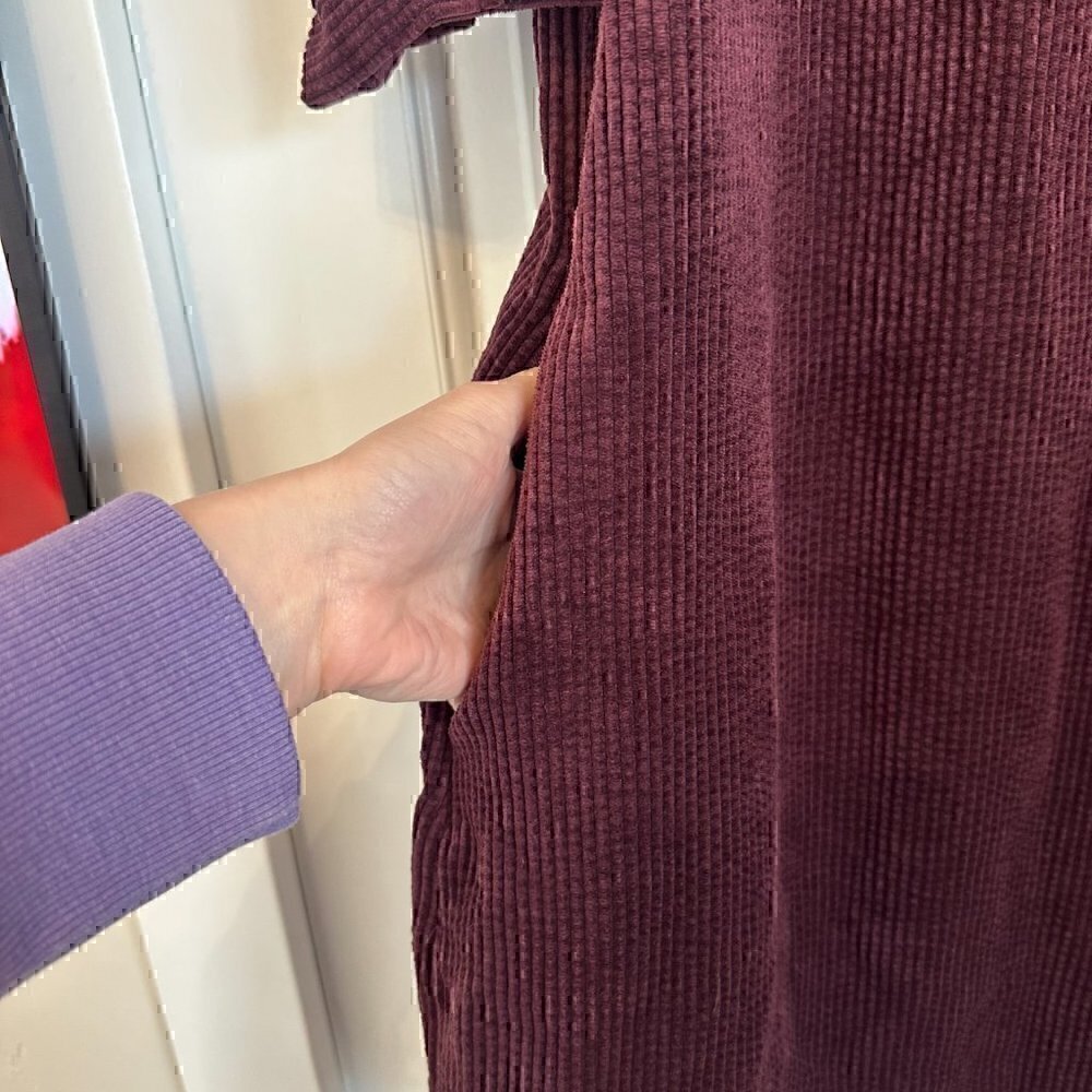 NWT Who What Wear purple velvet corduroy puff sleeve high neck dress women's M - Picture 4 of 9